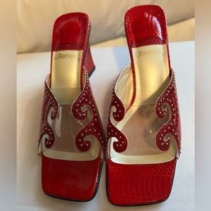 J. Renee slip on, open toed shoes. Size 8.